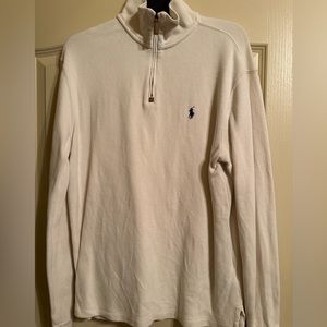 Men’s small Ralph Lauren half zip. (Cream with navy horse)